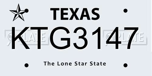 KTG3147 Texas License Plate