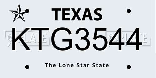 KTG3544 Texas License Plate
