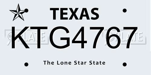 KTG4767 Texas License Plate