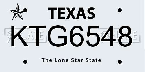 KTG6548 Texas License Plate
