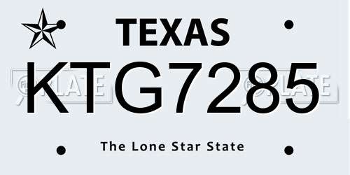 KTG7285 Texas License Plate