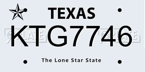 KTG7746 Texas License Plate