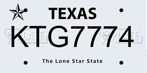 KTG7774 Texas License Plate