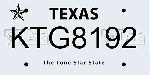 KTG8192 Texas License Plate