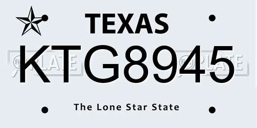 KTG8945 Texas License Plate