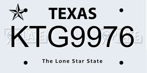 KTG9976 Texas License Plate