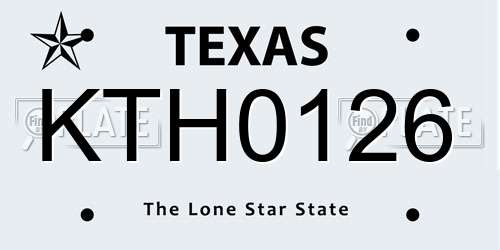 KTH0126 Texas License Plate