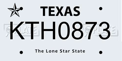 KTH0873 Texas License Plate