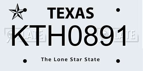 KTH0891 Texas License Plate