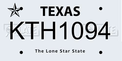 KTH1094 Texas License Plate