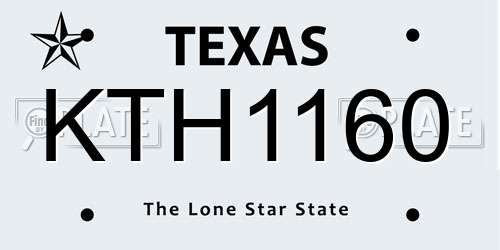 KTH1160 Texas License Plate