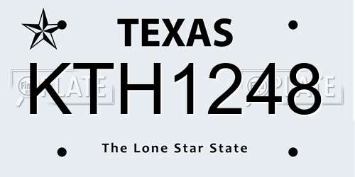 KTH1248 Texas License Plate