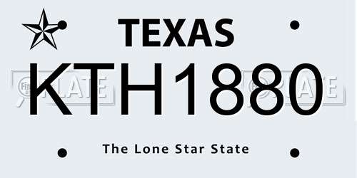 KTH1880 Texas License Plate