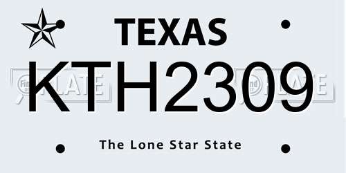 KTH2309 Texas License Plate