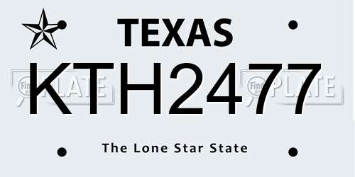 KTH2477 Texas License Plate