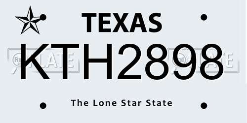 KTH2898 Texas License Plate