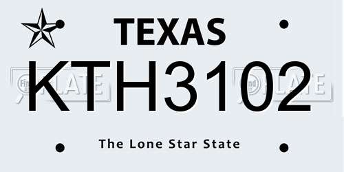 KTH3102 Texas License Plate