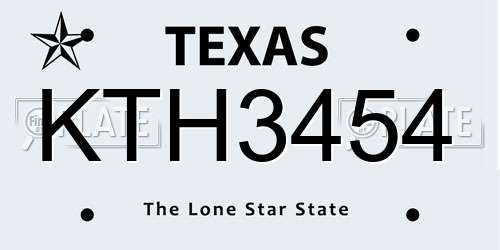 KTH3454 Texas License Plate