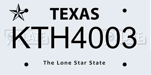 KTH4003 Texas License Plate