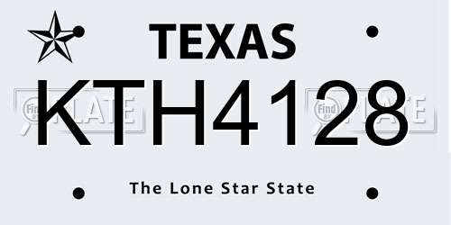 KTH4128 Texas License Plate
