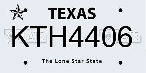 KTH4406 Texas License Plate
