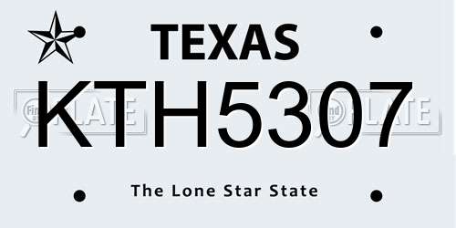 KTH5307 Texas License Plate