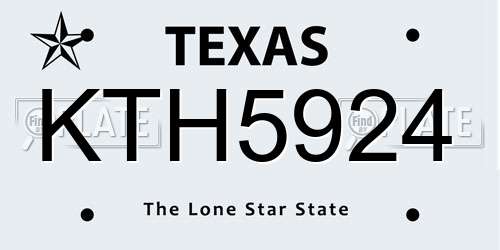 KTH5924 Texas License Plate