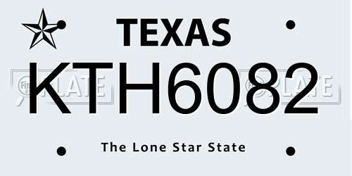 KTH6082 Texas License Plate