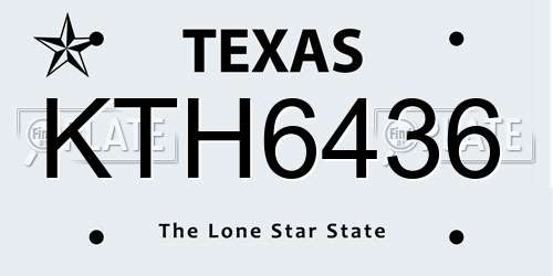 KTH6436 Texas License Plate
