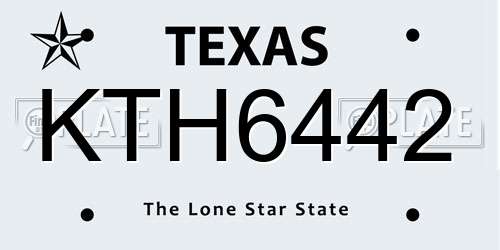 KTH6442 Texas License Plate