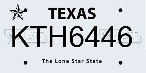 KTH6446 Texas License Plate