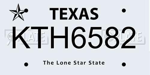 KTH6582 Texas License Plate