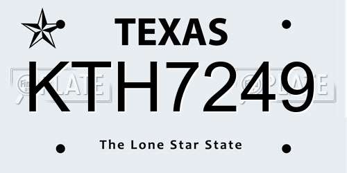KTH7249 Texas License Plate
