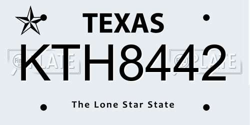KTH8442 Texas License Plate