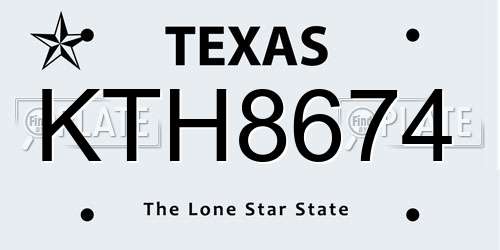 KTH8674 Texas License Plate