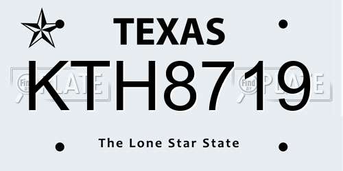 KTH8719 Texas License Plate