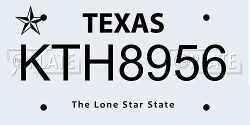 KTH8956 Texas License Plate