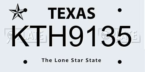 KTH9135 Texas License Plate