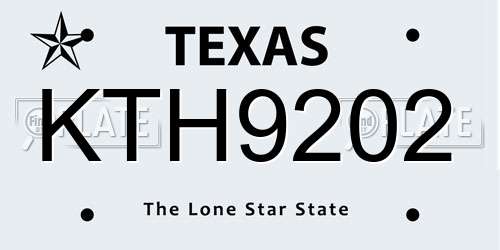 KTH9202 Texas License Plate