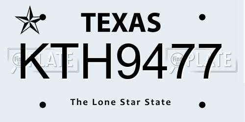 KTH9477 Texas License Plate
