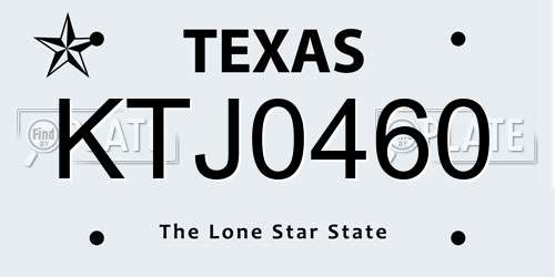 KTJ0460 Texas License Plate