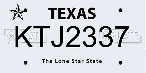 KTJ2337 Texas License Plate