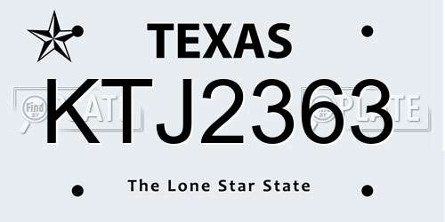 KTJ2363 Texas License Plate
