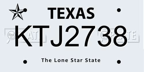 KTJ2738 Texas License Plate