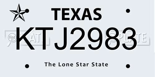 KTJ2983 Texas License Plate