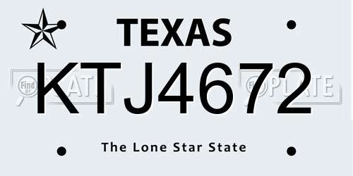 KTJ4672 Texas License Plate