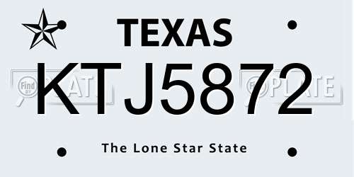 KTJ5872 Texas License Plate