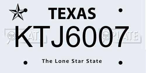 KTJ6007 Texas License Plate