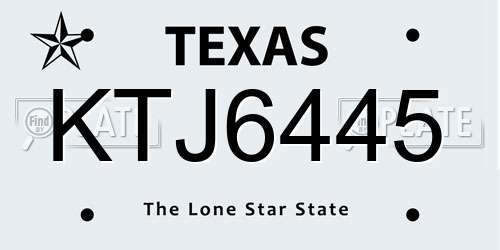 KTJ6445 Texas License Plate