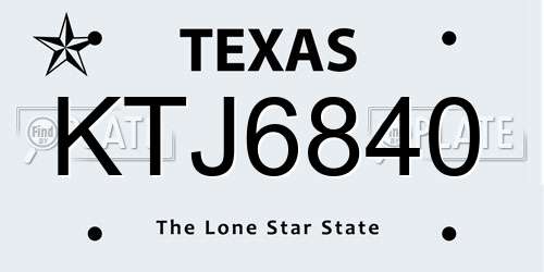 KTJ6840 Texas License Plate